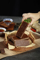 Brown Sugar Cubes Collection - Handmade Antique Style Sweetener Blocks in Wicker Basket with Traditional Tea Setting