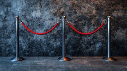 Elegant Red Rope Barrier on Stone Background for Exclusive Event