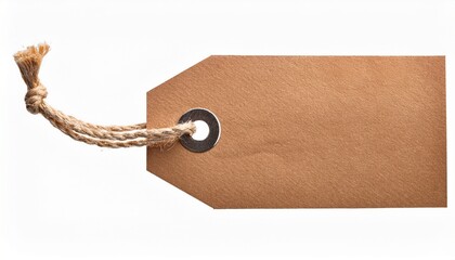 Blank Brown Paper Tag With Twine String Isolated On Transparent Background