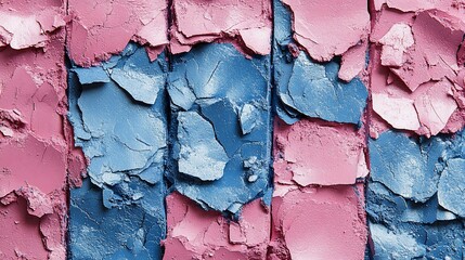 Abstract Texture of Cracked Powder Makeup Palette in Pink and Blue
