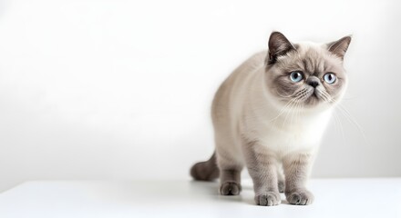 Obraz premium Cute Cat with Blue Eyes and White Fur