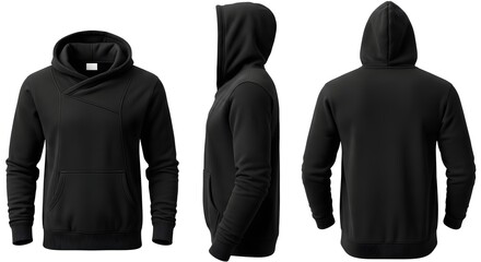 A Comfortable and Plain Black Hooded Sweatshirt