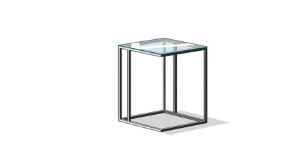 Modern minimalist display stand with glass top for product showcase