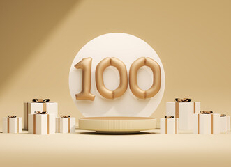 Golden 100 Balloon Celebration with Luxury Gift Boxes – Anniversary, Birthday, Milestone Party Decoration