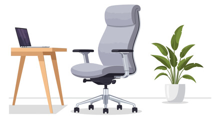 Fototapeta premium Modern Workspace Illustration with Ergonomic Chair and Desk Arrangement
