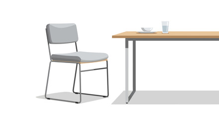 Stylized Minimalist Dining Room Scene Featuring a Chair and Table
