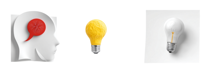 Understanding the Flow of Ideas and Innovation Through Creative Thought Processes isolated on transparent background.