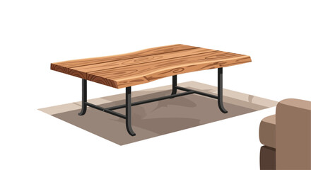 Stylized wooden coffee table with metal legs for contemporary living area