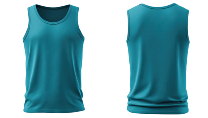 Teal sleeveless top, front and back views