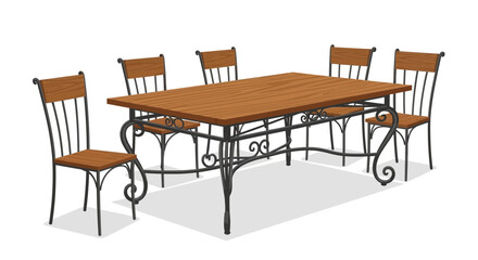 Elegant dining arrangement showcasing a wooden table with six chairs indoors