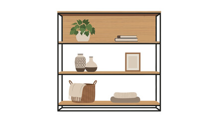 Elegant Shelving Unit Displaying an Aesthetic and Organized Interior