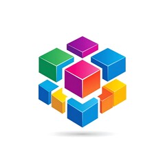 Obraz premium Colorful 3D cubes interconnected