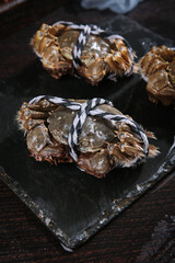 Fresh Hairy Crabs from Taihu Lake Yangcheng Closeup Chinese Seafood Delicacy