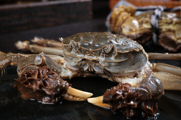 Fresh Yangcheng Lake Hairy Crabs Closeup - Chinese Native Seafood Delicacy