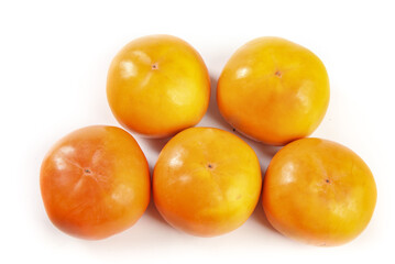 Fresh Ripe Persimmons on White Background - Healthy Organic Fruit