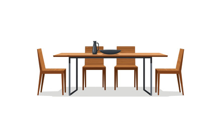 Stylized Dining Room Setting with Wooden Furniture and Elegant Decor