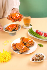 Steamed Yangcheng Lake Hairy Crabs Traditional Chinese Seafood Dining Experience