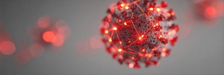 Understanding the Structure and Impact of a Virus Highlighted With Red Elements in a Digital Representation