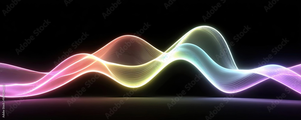 Poster modern neon data waves abstract backdrop concept. colorful wave patterns on a dark background for cr