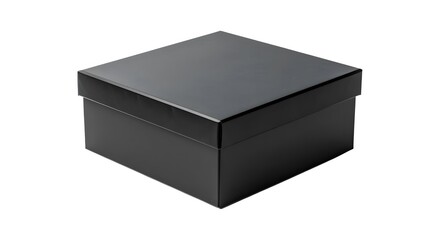 Black Square Gift Box Isolated on White Background