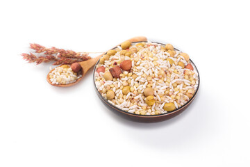 Mixed Grains Soybeans Peanuts Cereals Bowl Healthy Nutrition Food Background