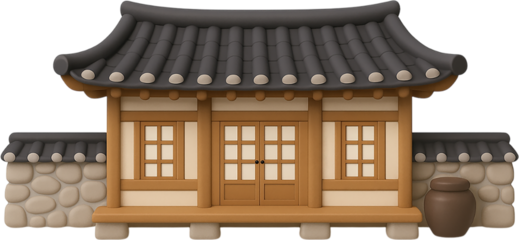 입체 기와집 지붕