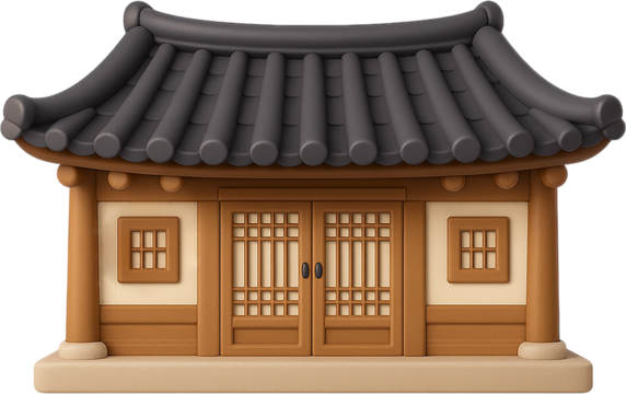 입체 기와집 지붕