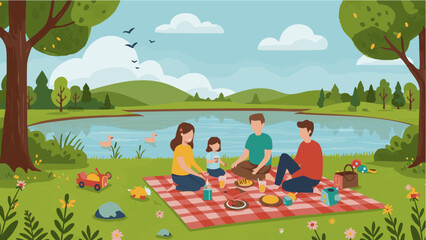 Outdoor Lunch with Family at the Lake