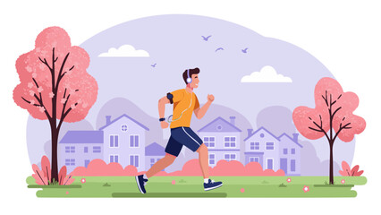 Sunrise Fitness Run in a Leafy Suburban Area