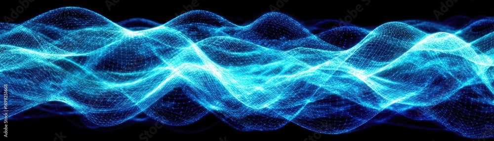 Poster modern neon data waves abstract backdrop concept. abstract blue wave pattern with glowing light effe