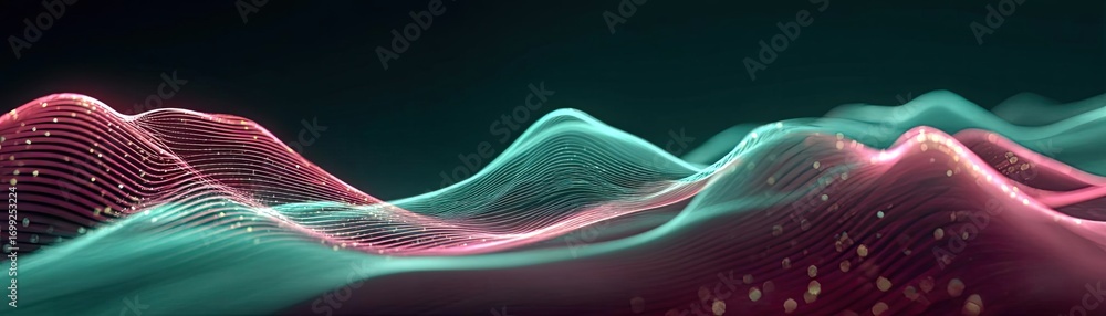 Poster modern neon data waves abstract backdrop concept. abstract digital waves in vibrant colors providing