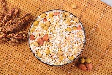 Mixed Grains Legumes Bowl Fresh Peanut Soybean Rice Combo Healthy Ingredients Farmhouse Kitchen