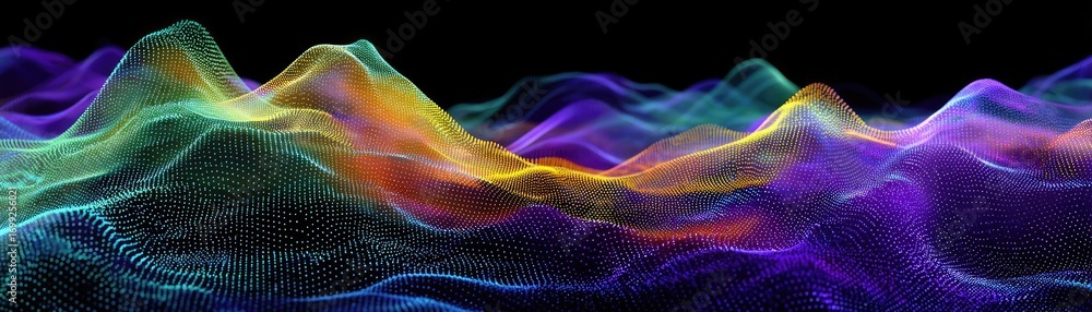 Poster modern neon data waves abstract backdrop concept. colorful abstract wave patterns that evoke motion 