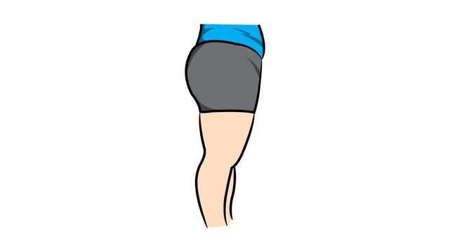 Weight loss comparison. D2 Animation Transformation of lower body, stomach, hips, buttocks, thighs and calves. 2d render