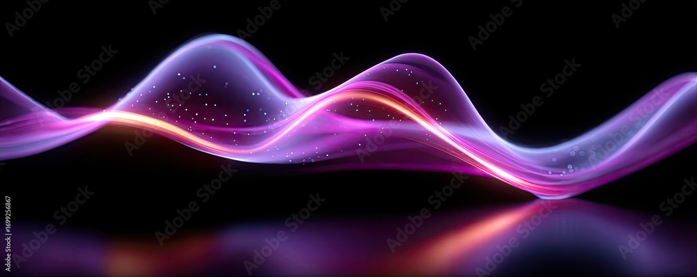Poster modern neon data waves abstract backdrop concept. abstract waves of colorful light in a dark environ