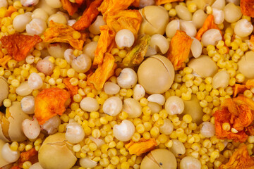 Mixed Legumes Grains Soybeans Lentils Chickpeas Healthy Protein Food Background