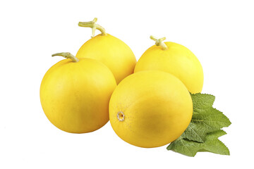 Fresh Yellow Honeydew Melons from Gansu China on White Background