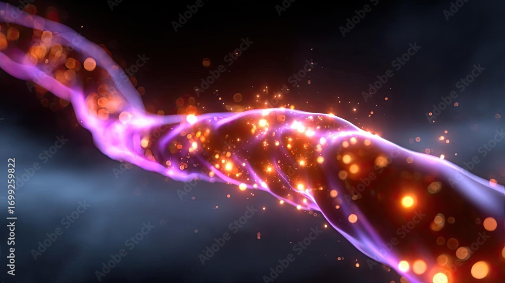 Poster modern neon data waves abstract backdrop concept. colorful abstract energy stream with glowing parti