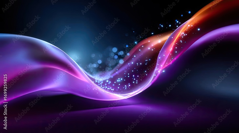 Poster modern neon data waves abstract backdrop concept. abstract wave of color and light, creating a dynam