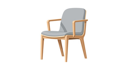Fototapeta premium Elegant Light Wood Chair with Soft Gray Upholstery for Minimalist Decor