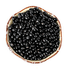 Black Beans in Ceramic Bowl - Healthy Cooking Ingredients and Natural Grain Food