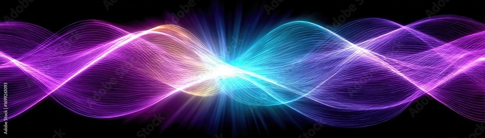 Poster modern neon data waves abstract backdrop concept. colorful abstract waves of light creating a dynami