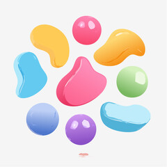 3 jelly beans gummy sweet candies set with amazing flavor flat style design vector illustration
3
