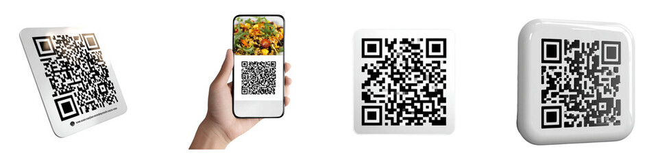QR Code Scanning Technology for Information Access and Digital Interaction isolated on transparent background.
