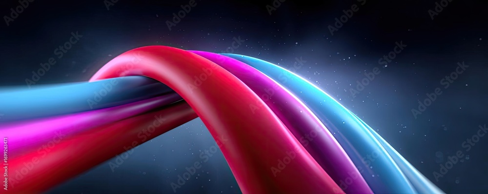 Poster modern neon data waves abstract backdrop concept. colorful ribbons flowing seamlessly in a dynamic c