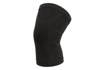 Elastic knee support providing compression and stability, promoting injury prevention and recovery with transparent background