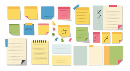 Sticky notes and notepad vector illustration for reminders and organization in office and school supplies vector