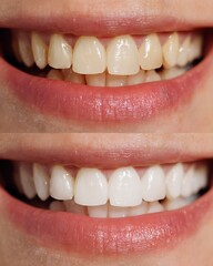 Fototapeta premium before and after dental whitening shade guide, teeth color scale comparison