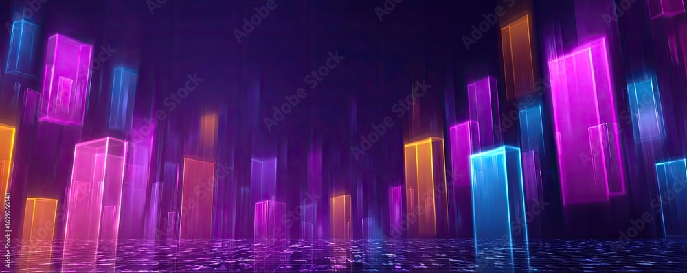 Poster abstract composition of charting metrics and indicators concept. abstract neon shapes creating a vib