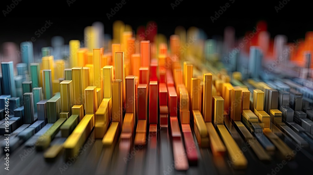Aufkleber abstract composition of charting metrics and indicators concept. colorful audio visualization in a 3